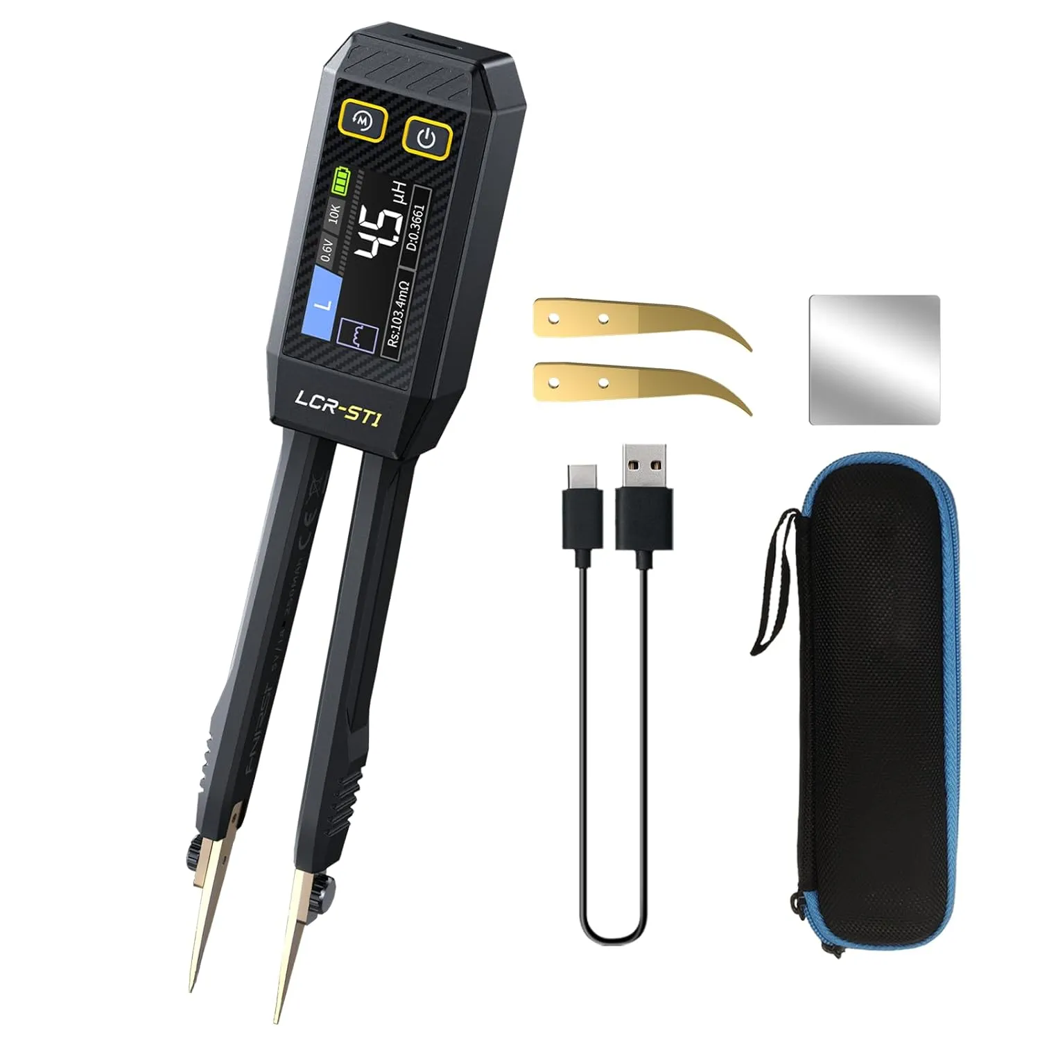 FNRSI Upgraded Version LCR-ST1 Mini Smart LCR Meter, SMD Tester, ESR Meter - 100Hz, 1kHz, and 10kHz Resistance Capacitance Inductance Continuity Diodes Measurement Tool