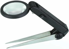 Foldable Eyebrow Tweezers Illuminated Magnifier LED Clip Magnifying Glass 10X with LED Light