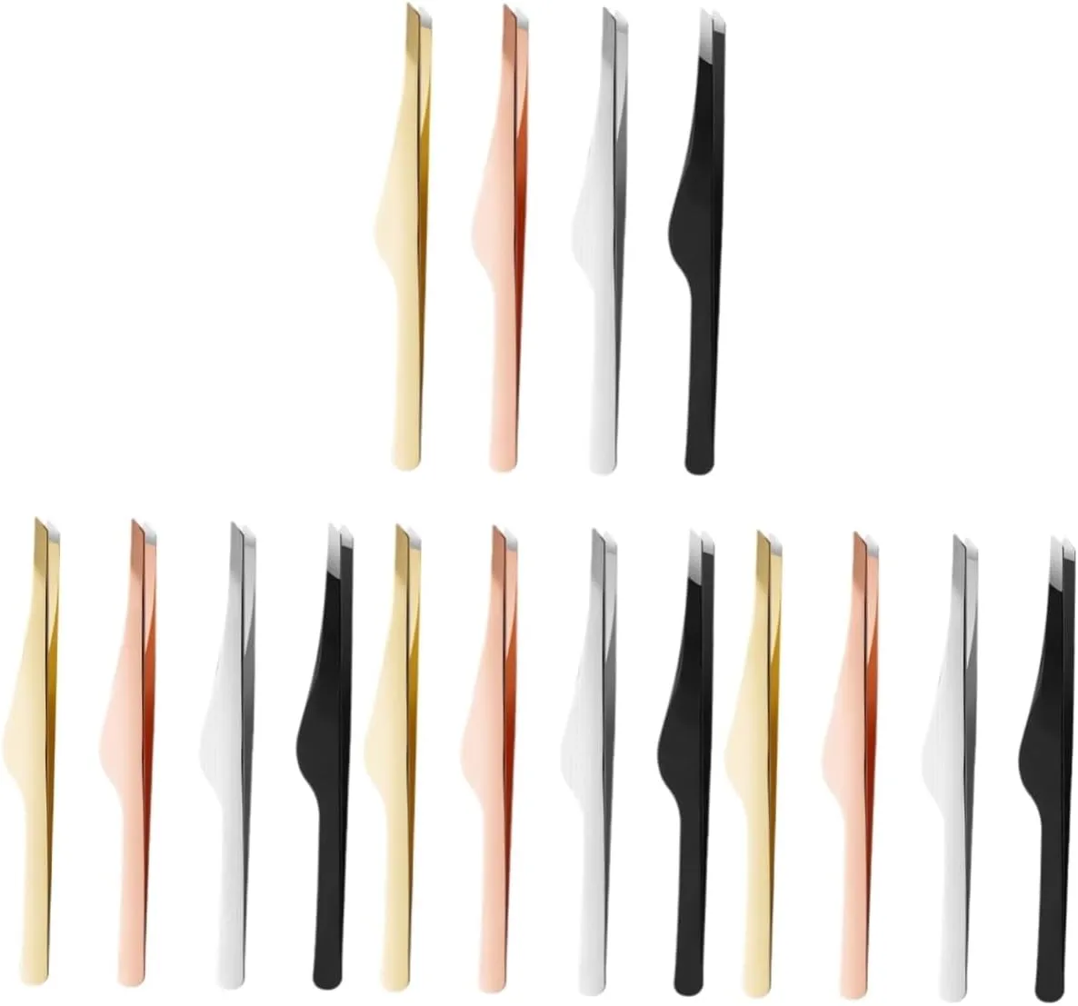 Gatuida 16pcs Precision Eyelash Extension Tweezers Comfortable Grip Brow Tools for Removal and Lash Application