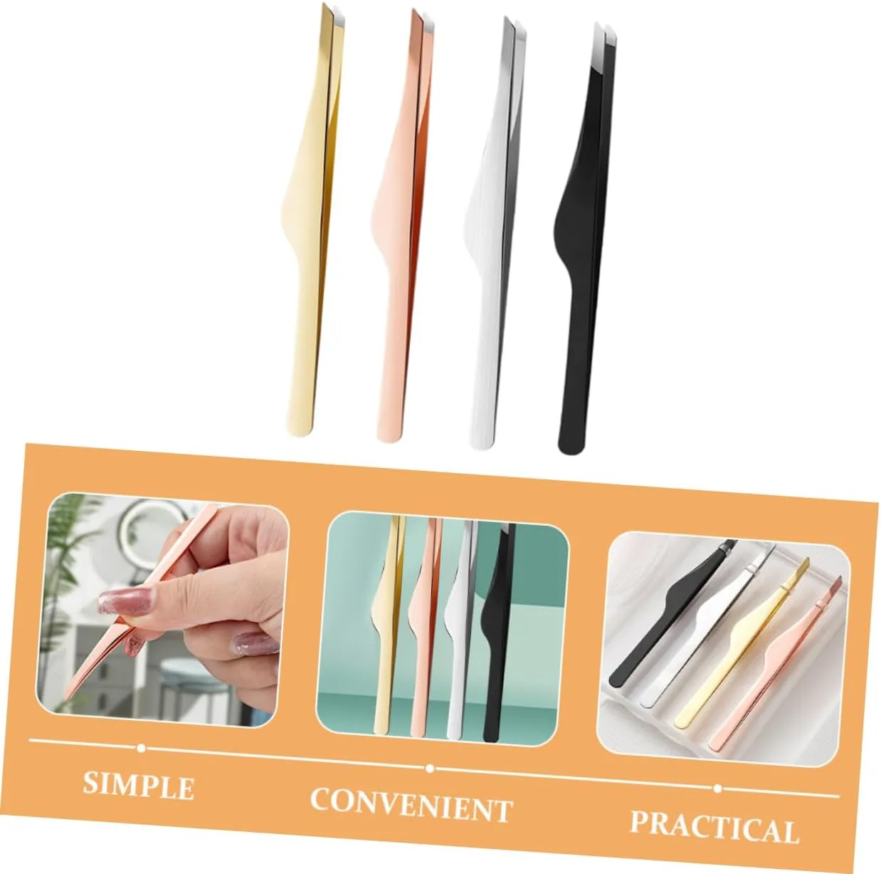 Gatuida 16pcs Precision Eyelash Extension Tweezers Comfortable Grip Brow Tools for Removal and Lash Application