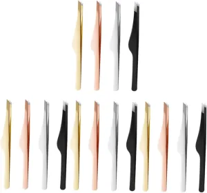Gatuida 16pcs Precision Eyelash Extension Tweezers Comfortable Grip Brow Tools for Removal and Lash Application