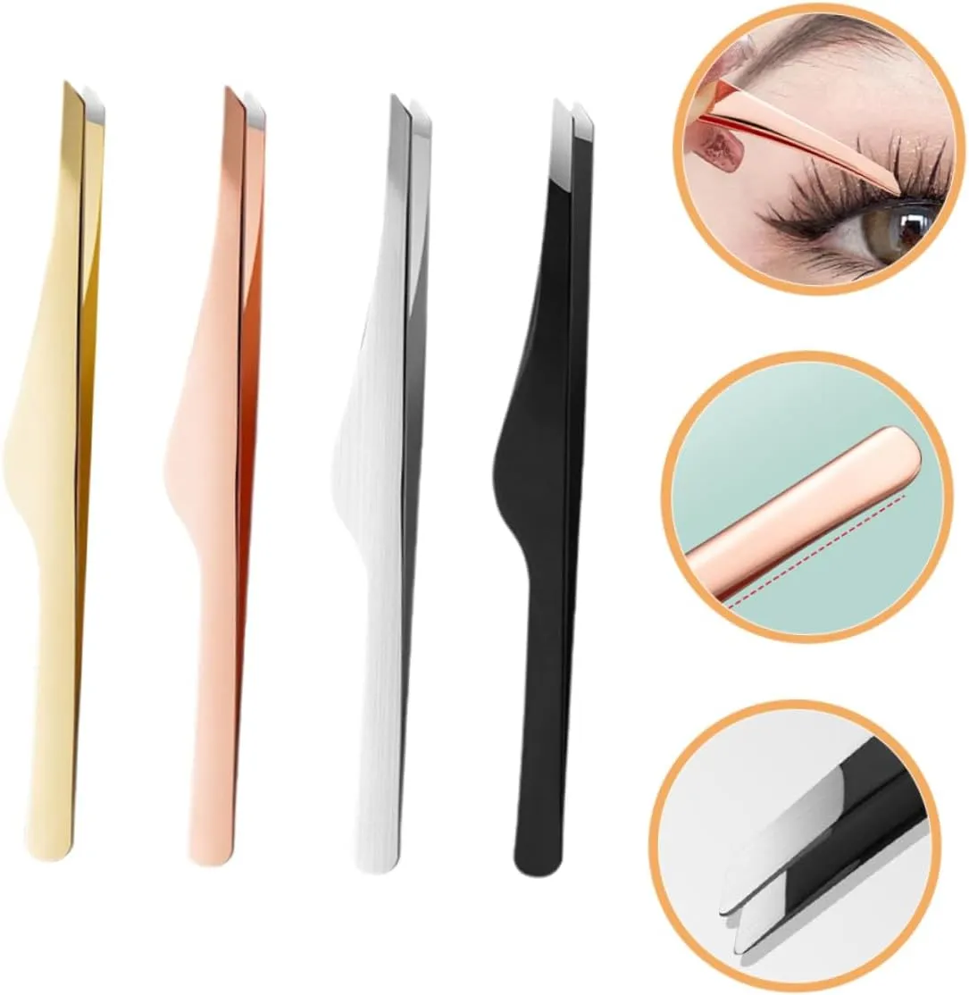 Gatuida 16pcs Precision Eyelash Extension Tweezers Comfortable Grip Brow Tools for Removal and Lash Application