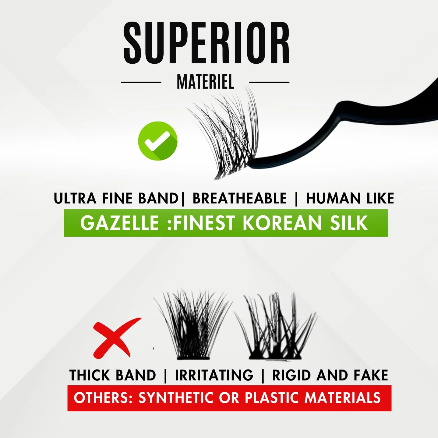 GAZELLE Lash Cluster Kit with Bond, Sealer, Remover & Tweezer – 3-Pack DIY Eyelash Extensions (10-12-14mm) – Wispy Korean PBT Lashes, Reusable, Salon-Style at Home, Lasts 10 Days, 30 Lashes