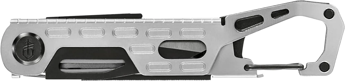 Gerber Gear Stake Out 11-in-1 Multi-tool, 2.2" Plain Edge Blade, Tent Stake Puller, Carabiner Carry, EDC Gear and Equipment, Silver