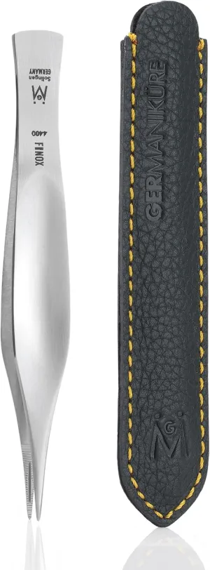 GERMANIKURE Pointed Splinter Tweezers in Leather Case, Ethically Made in Solingen Germany