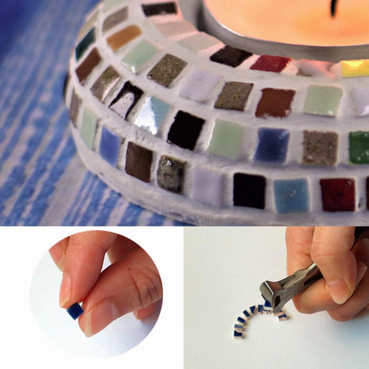 Glazed Ceramic Tiles for DIY Mosaic Artwork Arts, 0.19 Inch 5 mm, 1000 Pcs Dark Green, RG07