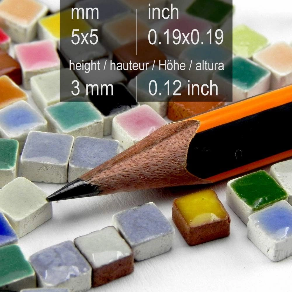 Glazed Ceramic Tiles for DIY Mosaic Artwork Arts, 0.19 Inch 5 mm, 1000 Pcs Dark Green, RG07