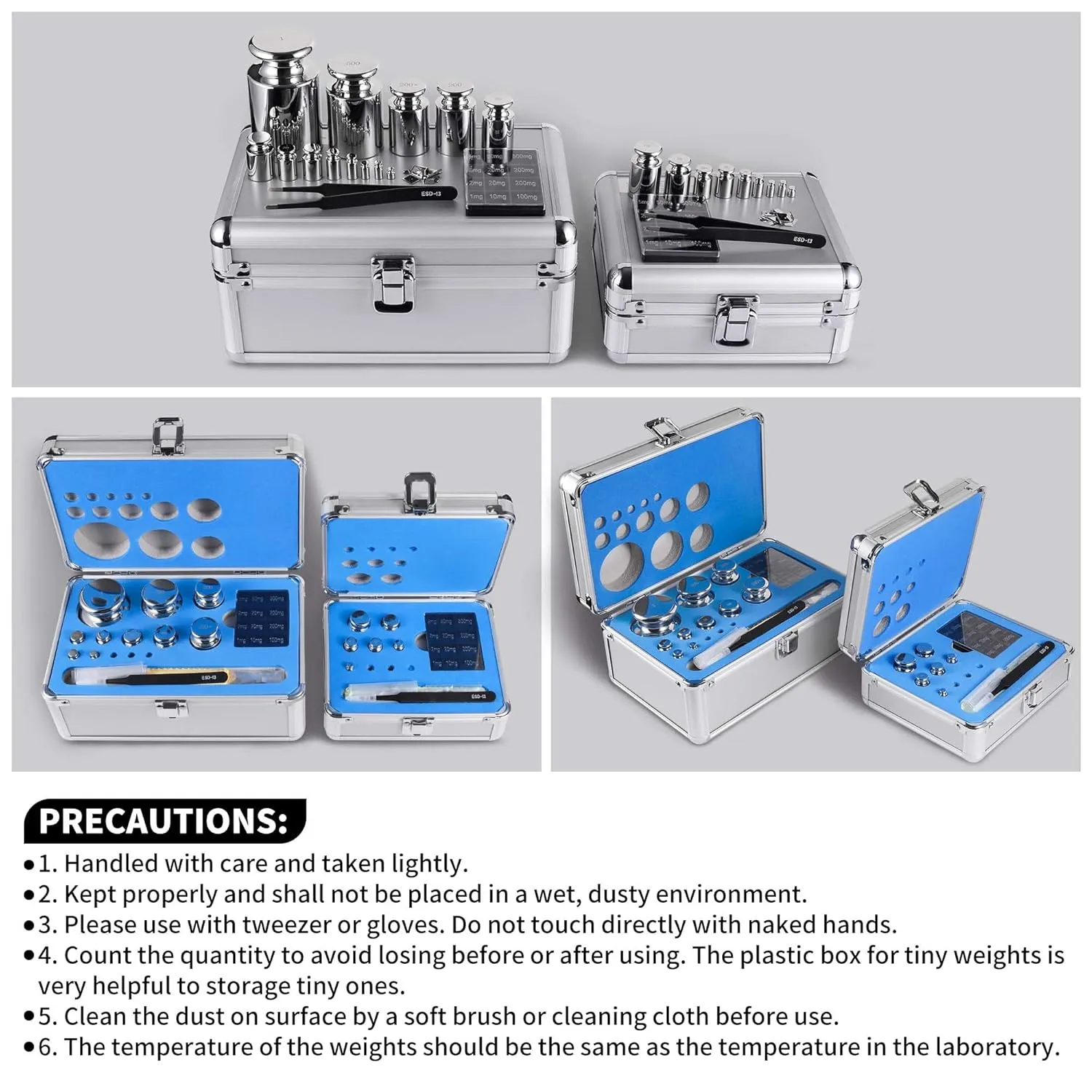Goetland Certificated F1 Scale Calibration Weight Kit Set 21 pcs 1mg-100g Stainless Steel High Precision for Balance Digital Scale Lab Education