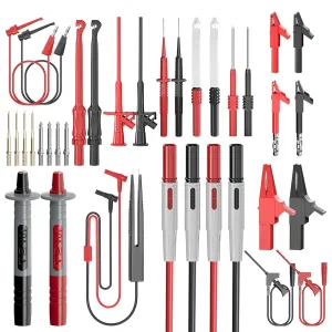 Goupchn 33PCS Multimeter Test Leads Kit with Replaceable Precision Probes Set, Wire-Piercing Probes, Alligator Clips, Test Hook Clips and Test Tweezer for Digital Electrical Testing