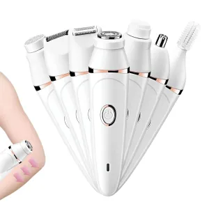 Hair Removal for Face, Epil Pro 3.0, 7 in 1 Rechargeable Epilating and Cleansing Brush, Beauty Tools Kit for All Skin Types (White)