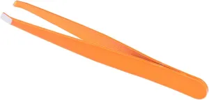 Hair Removal Tweezers 1 x Professional Stainless Steel Slant Tip Hair Removal Eyebrow Tweezer Makeup Tool 4Colors(Orange)