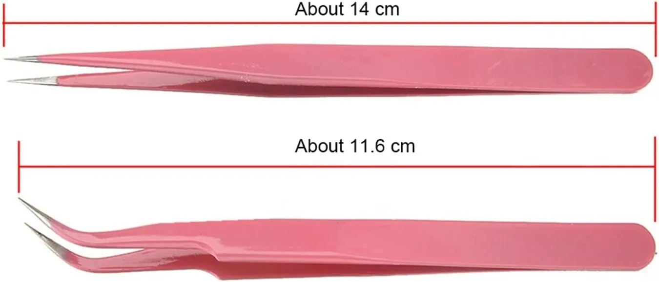 Hair Removal Tweezers Anti-static Precision Tweezers For Eyelash Eyebrow Stainless Steel Tweezer Set Maintenance Repair Tool Model Making Hand Tool(Pink01)