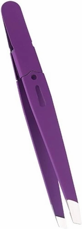Hair Removal Tweezers 1PC Eyebrow Tweezer Stainless Steel Slanted Eye Brow Clips Removal Makeup Tools Random Color(Purple)