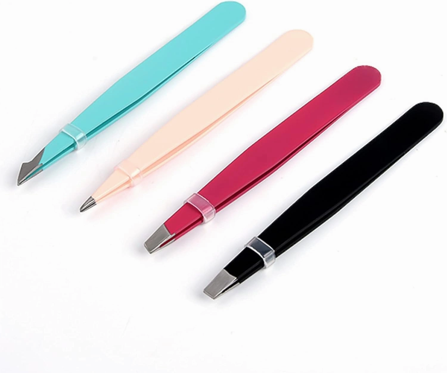 Hair Removal Tweezers Eyebrow Tweezer Colorful Hair Beauty Fine Hairs Puller Stainless Steel Makeup Tools Slanted Eye Brow Clips Removal Tools Care(Rojo)