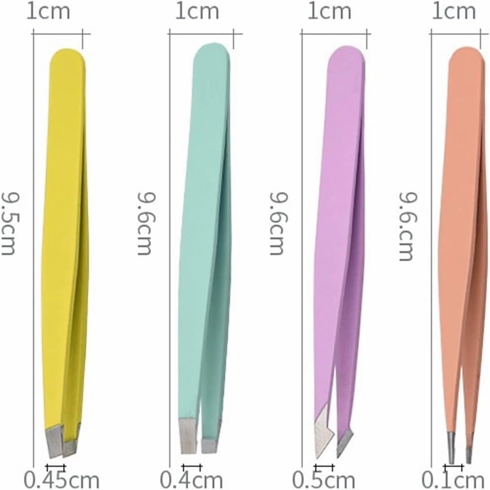 Hair Removal Tweezers Eyebrow Tweezer Colorful Hair Beauty Fine Hairs Puller Stainless Steel Slanted Eye Brow Clips Removal Makeup Tools Accessories(03)