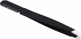 Hair Removal Tweezers Eyebrow Tweezer Eyebrow Comb Beauty Slanted Puller Stainless Steel Eye Brow Clips Hair Removal Makeup Toos(Black)