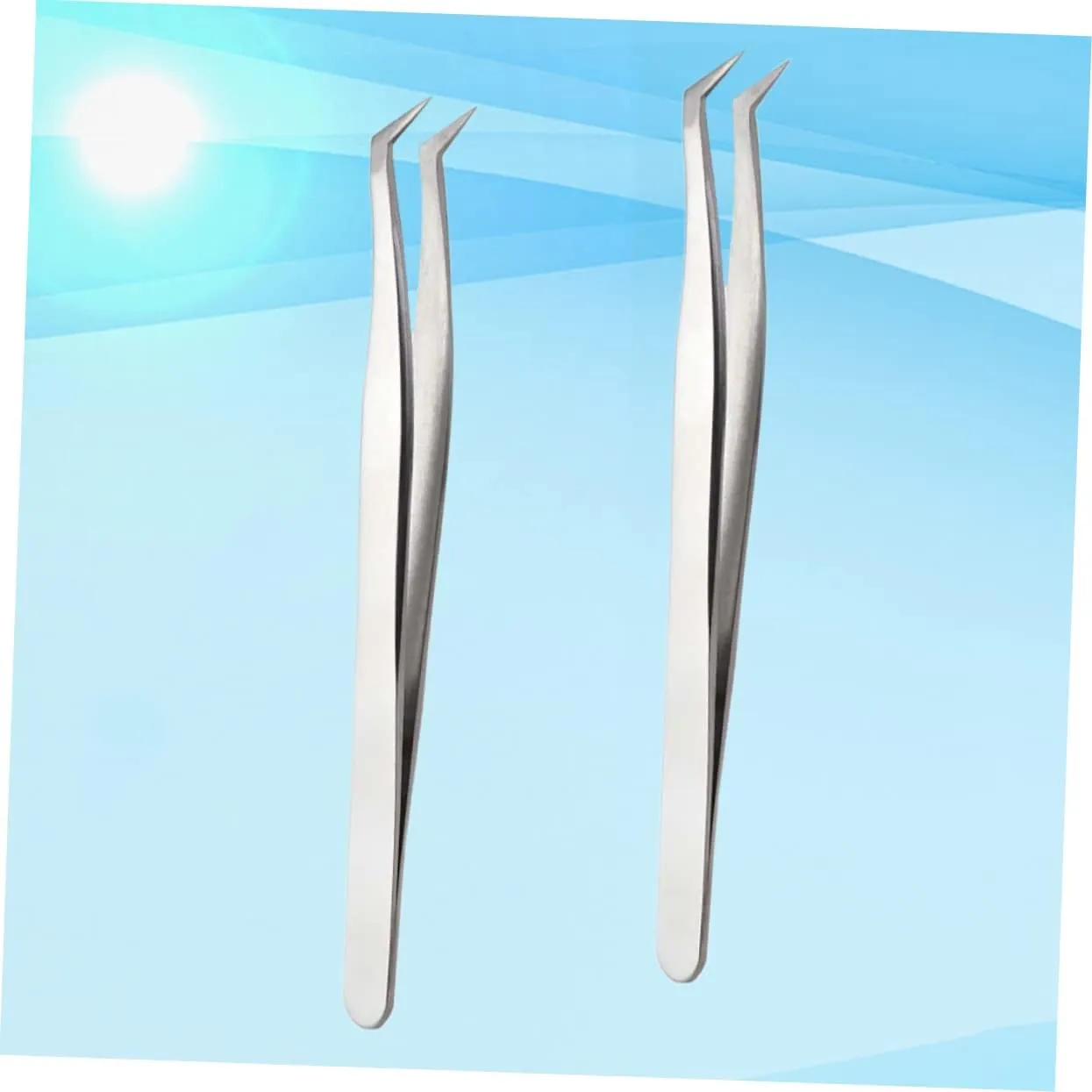 Healifty 6pcs Grafting Eyelash Tweezers High Precision Makeup Tools for Eyelash Extensions Silver Curved Straight Tip Tweezers for Isolation and Application for Professional Use