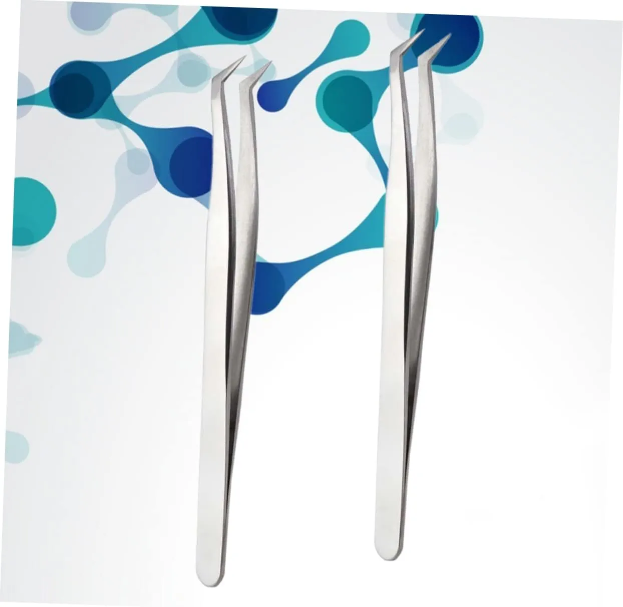 Healifty 6pcs Grafting Eyelash Tweezers High Precision Makeup Tools for Eyelash Extensions Silver Curved Straight Tip Tweezers for Isolation and Application for Professional Use