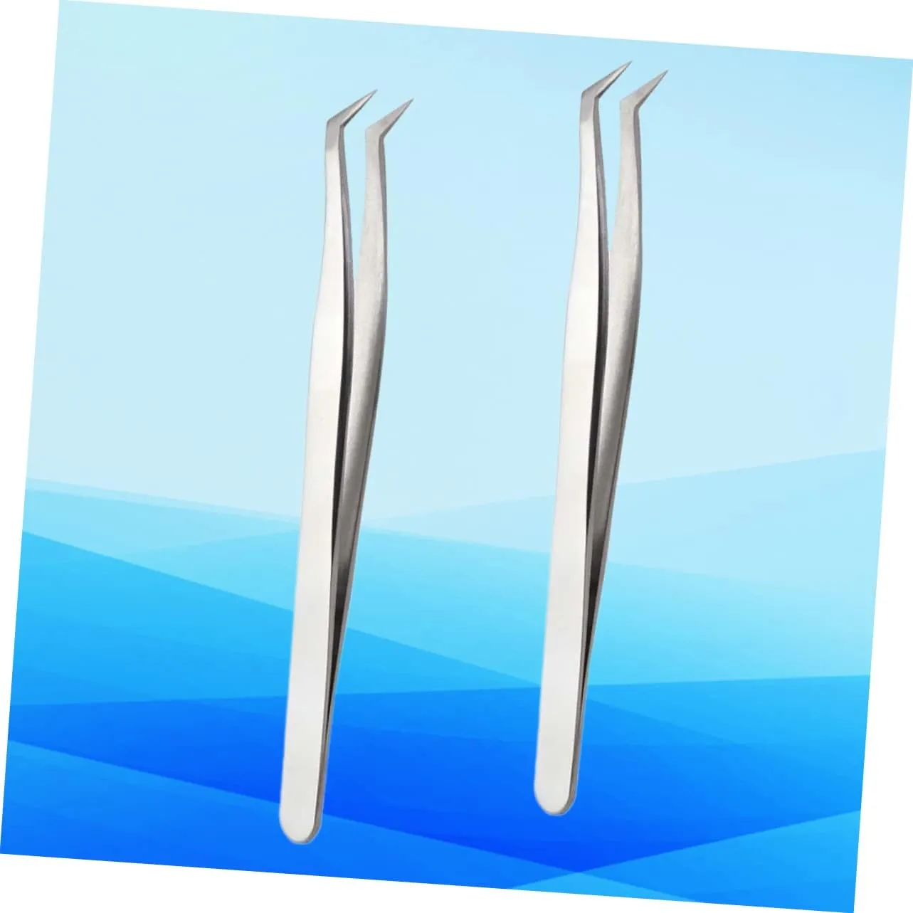 Healifty 6pcs Grafting Eyelash Tweezers High Precision Makeup Tools for Eyelash Extensions Silver Curved Straight Tip Tweezers for Isolation and Application for Professional Use
