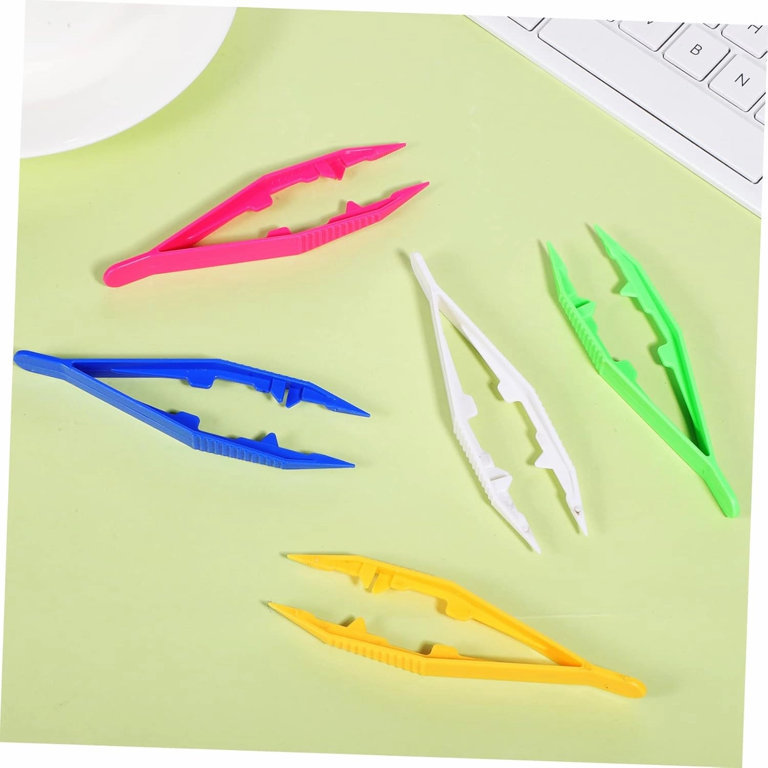 Hemoton 80pcs Plastic Tweezers for Boy Girl Serrated Jaws for Bead Crafting Jewelry and Fine Motor Skills Tweezers Tool for Boy Girl Creative Projects