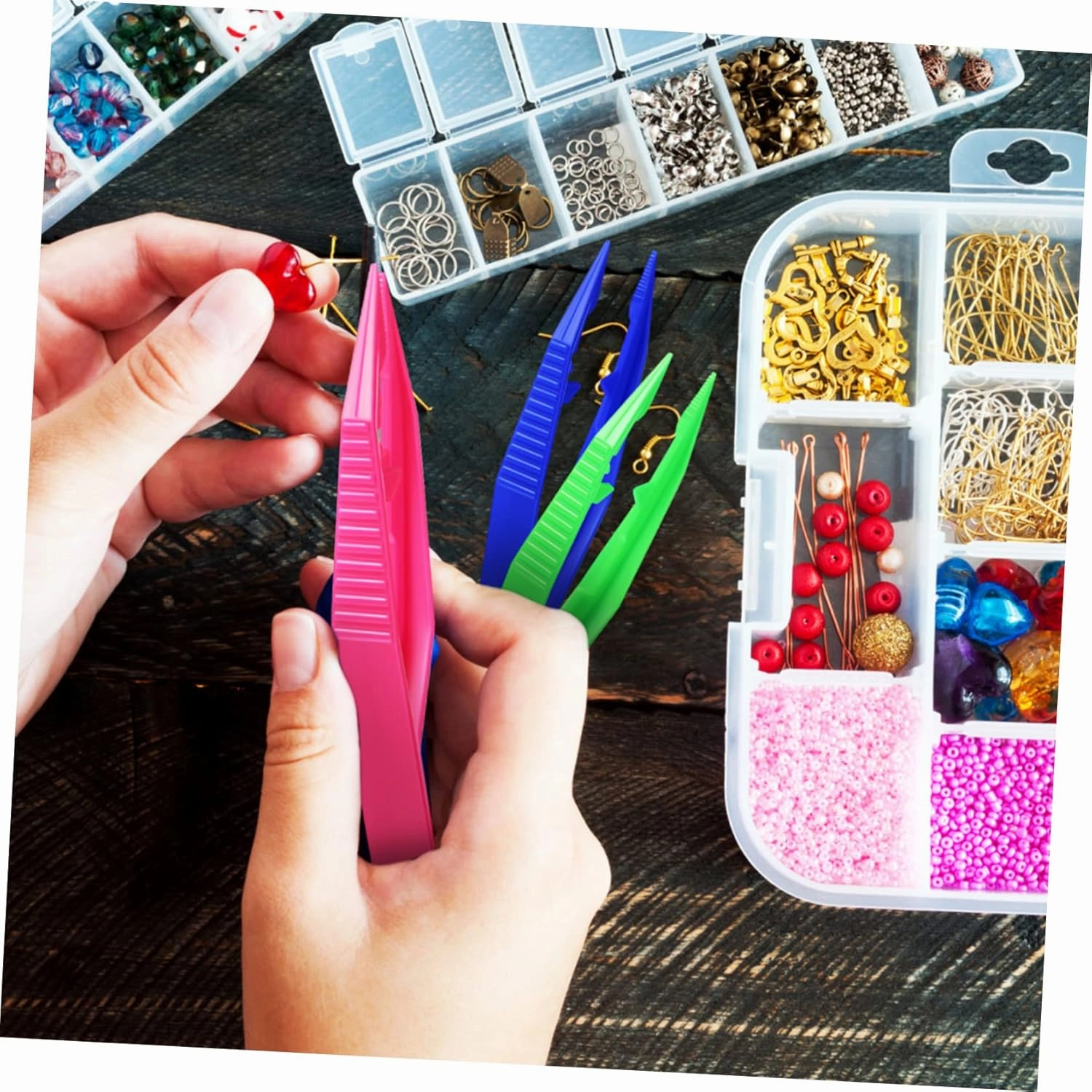 Hemoton 80pcs Plastic Tweezers for Boy Girl Serrated Jaws for Bead Crafting Jewelry and Fine Motor Skills Tweezers Tool for Boy Girl Creative Projects