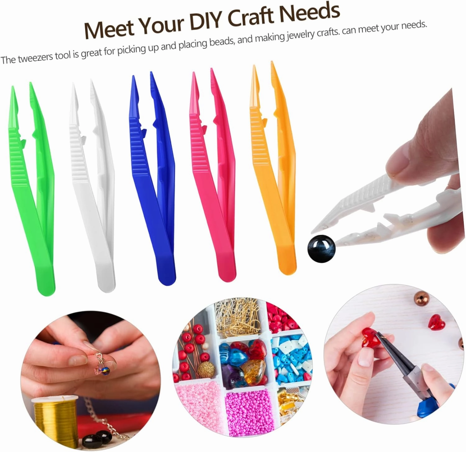 Hemoton 80pcs Plastic Tweezers for Boy Girl Serrated Jaws for Bead Crafting Jewelry and Fine Motor Skills Tweezers Tool for Boy Girl Creative Projects