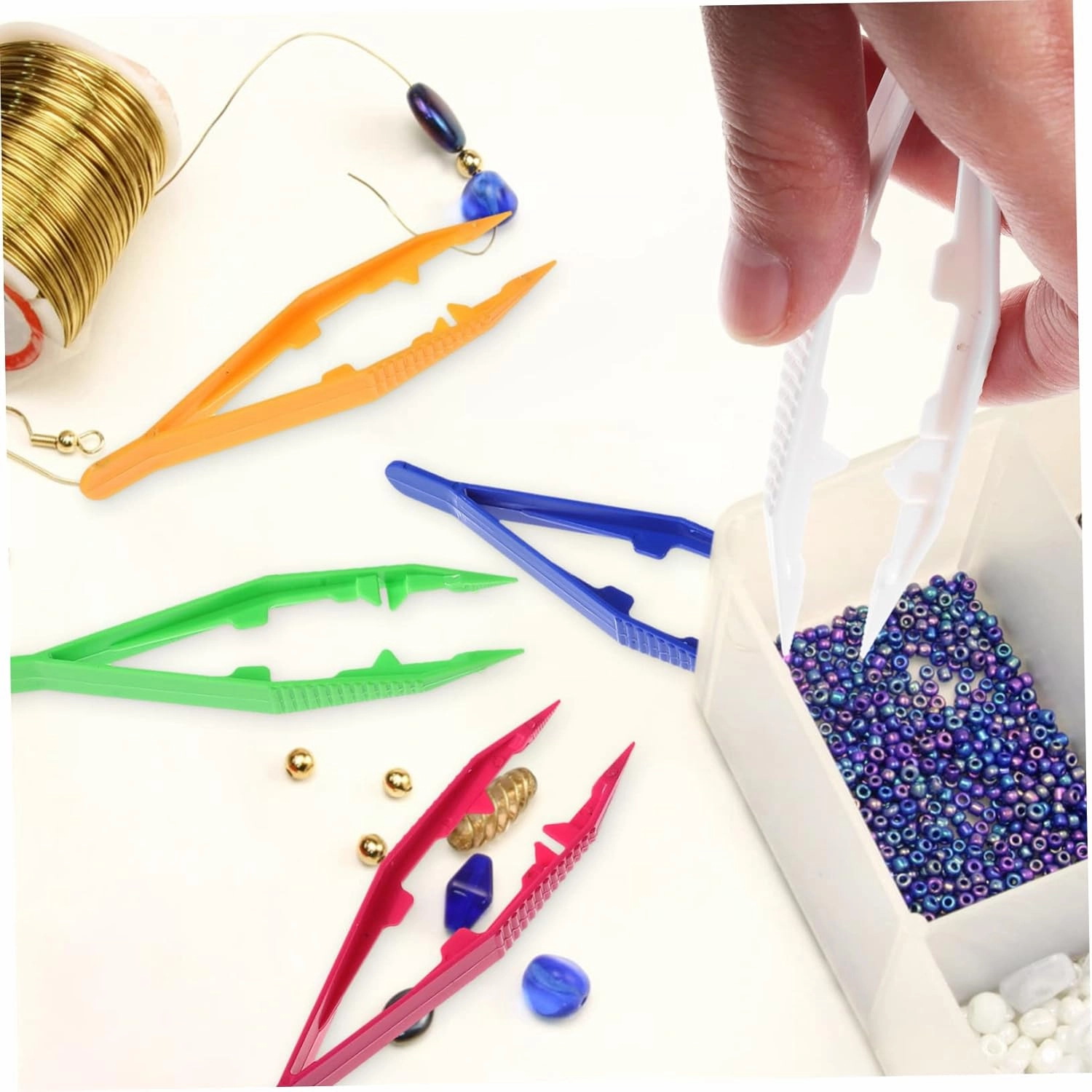 Hemoton 80pcs Plastic Tweezers for Boy Girl Serrated Jaws for Bead Crafting Jewelry and Fine Motor Skills Tweezers Tool for Boy Girl Creative Projects