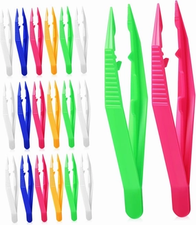 Hemoton 80pcs Plastic Tweezers for Boy Girl Serrated Jaws for Bead Crafting Jewelry and Fine Motor Skills Tweezers Tool for Boy Girl Creative Projects