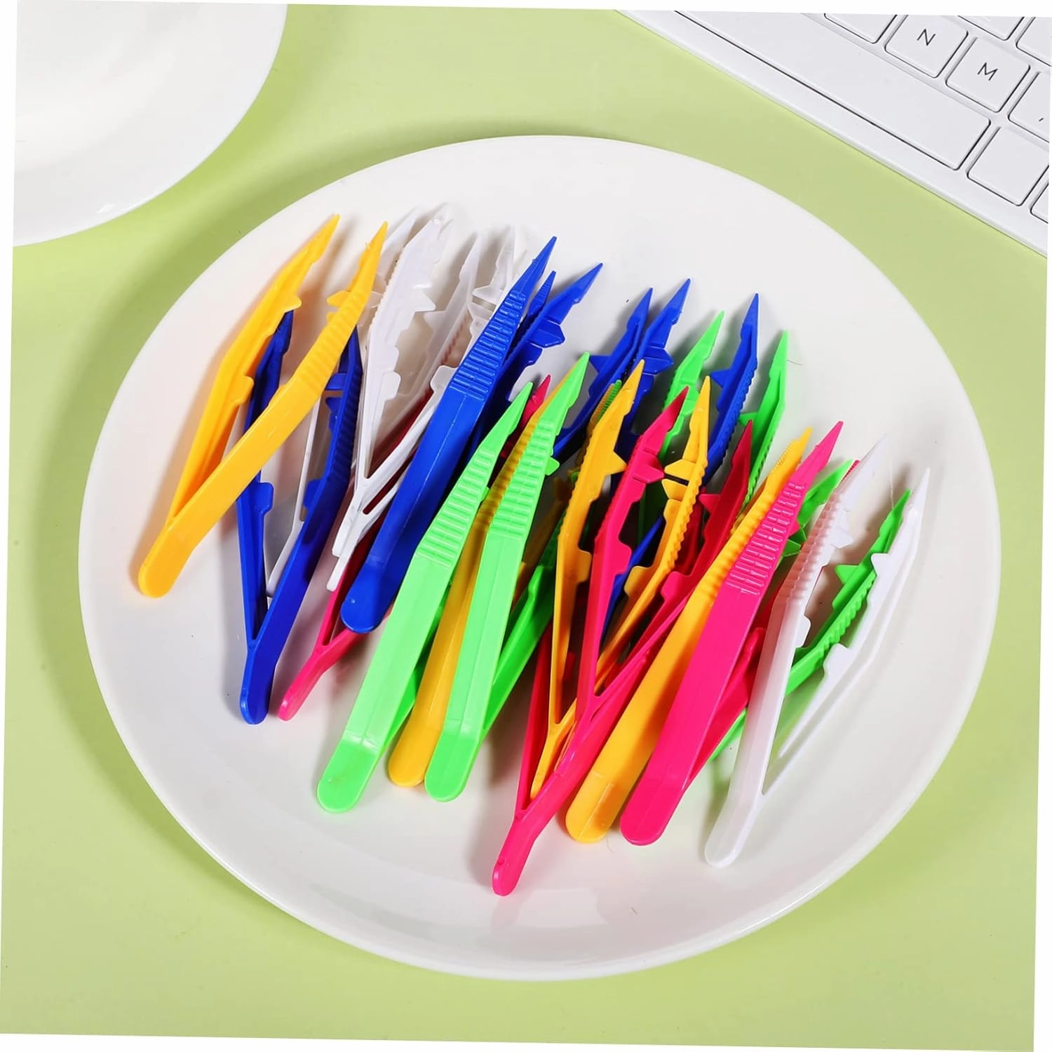 Hemoton 80pcs Plastic Tweezers for Boy Girl Serrated Jaws for Bead Crafting Jewelry and Fine Motor Skills Tweezers Tool for Boy Girl Creative Projects