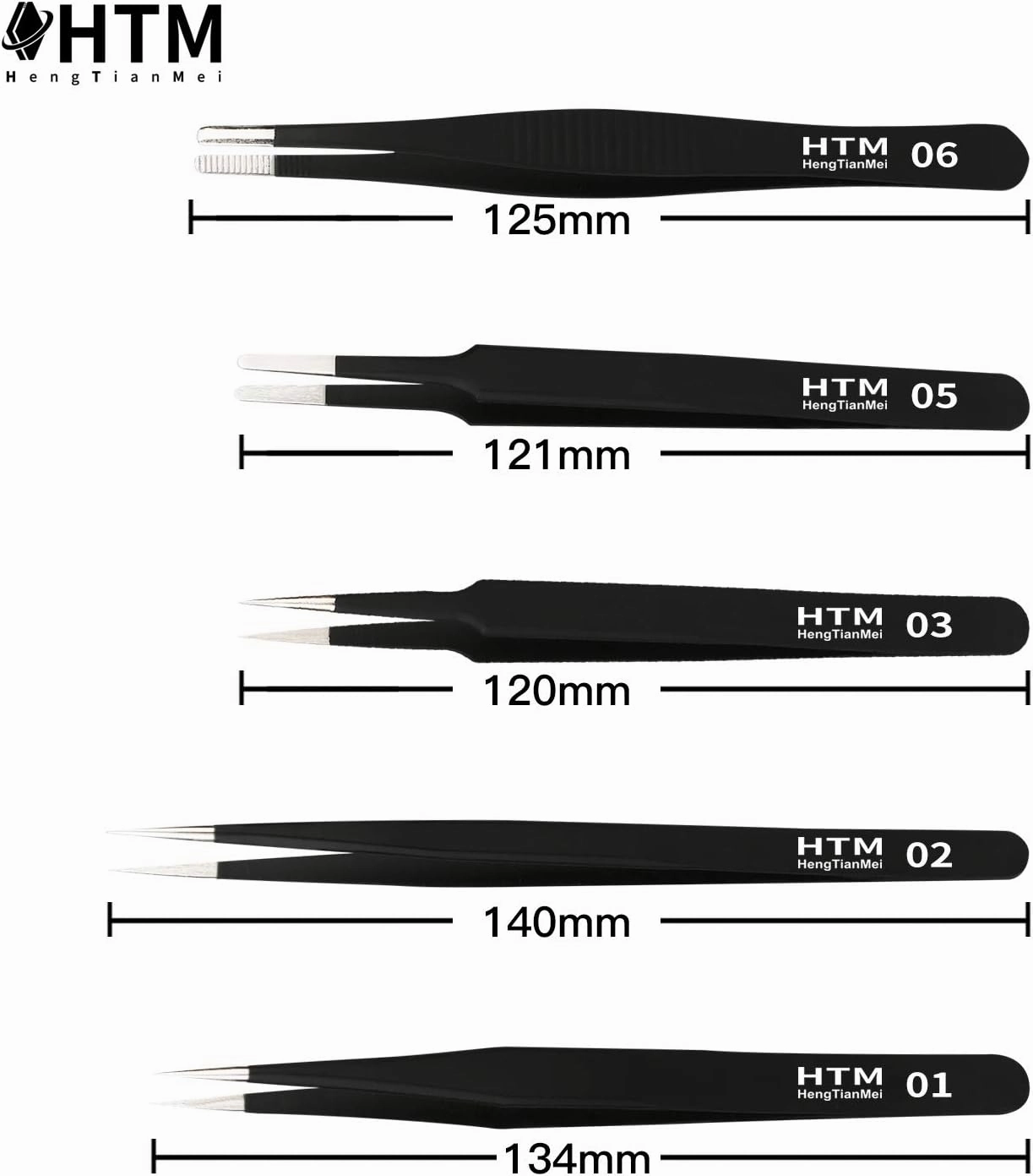 HengTianMei Precision Tweezers Set Anti-static ESD Tweezers Kit, with metal crowbar and tweezers storage bag (13   1)