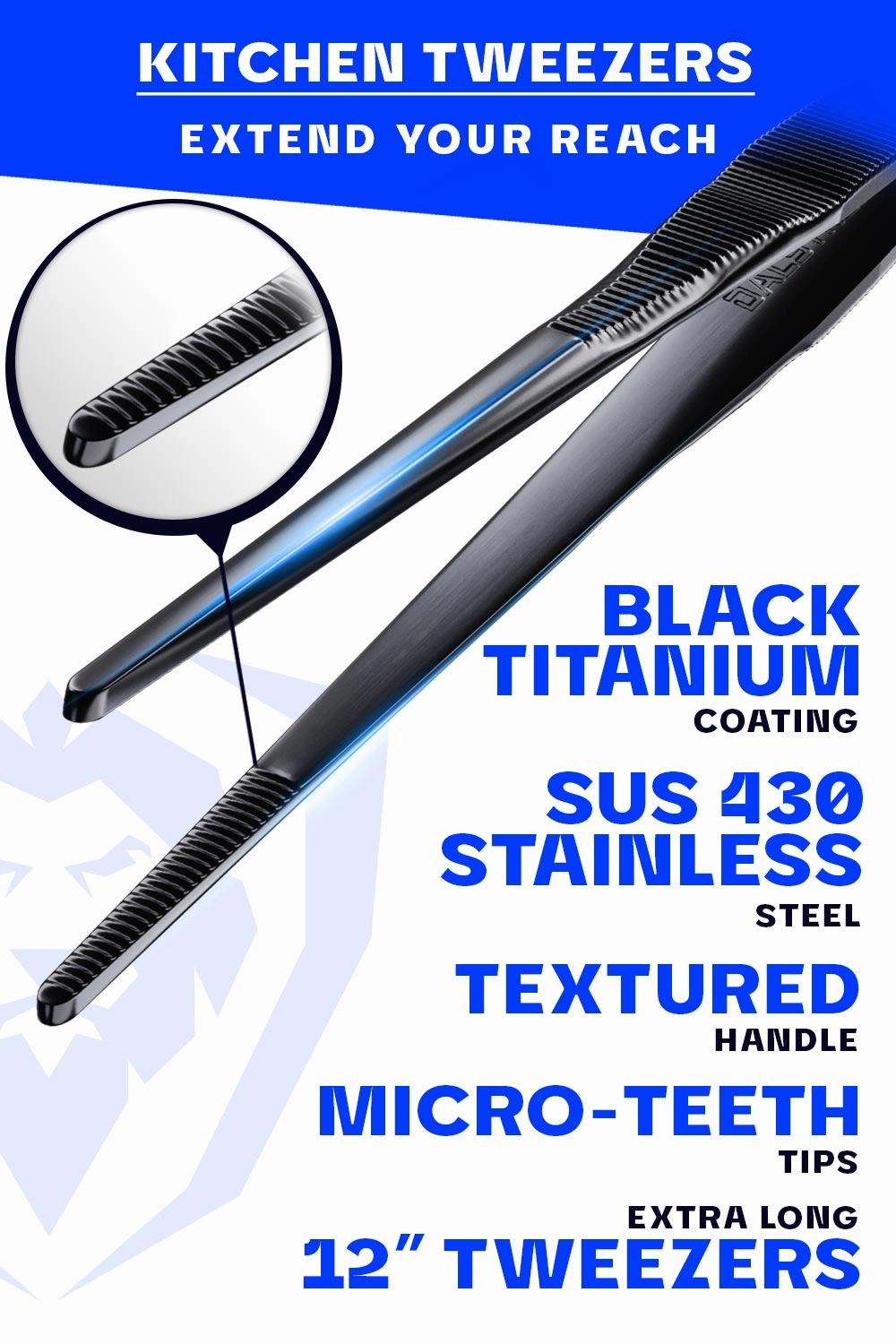 High-Precision Black Titanium Coated 12" | Professional Tweezers | Dalstrong ©