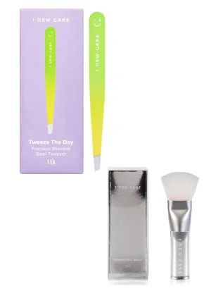 I DEW CARE Soft Silicone Face Mask Brush   Tweezer - Tweeze The Day Bundle