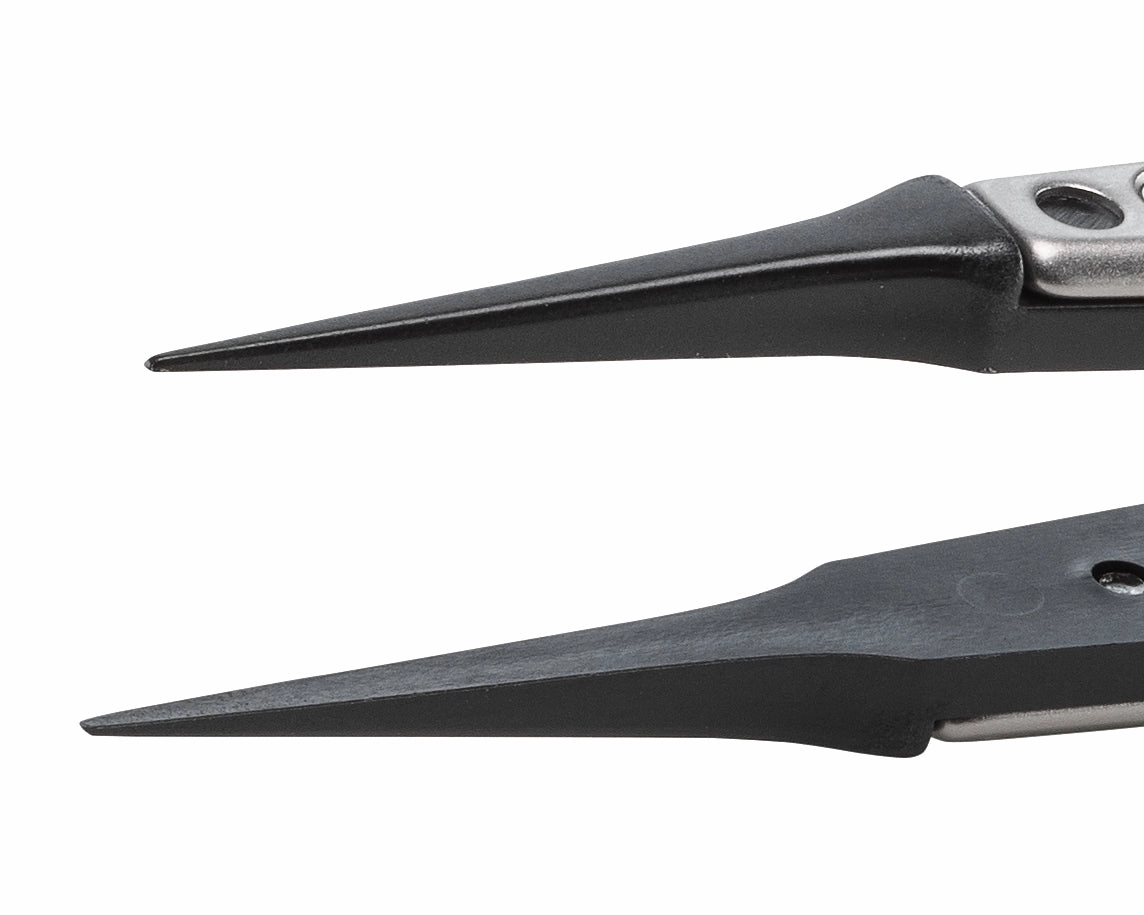 Ideal-Tek Plastic Replaceable Tip Tweezers PEEK Tip Straight Very Fine ESD 130mm
