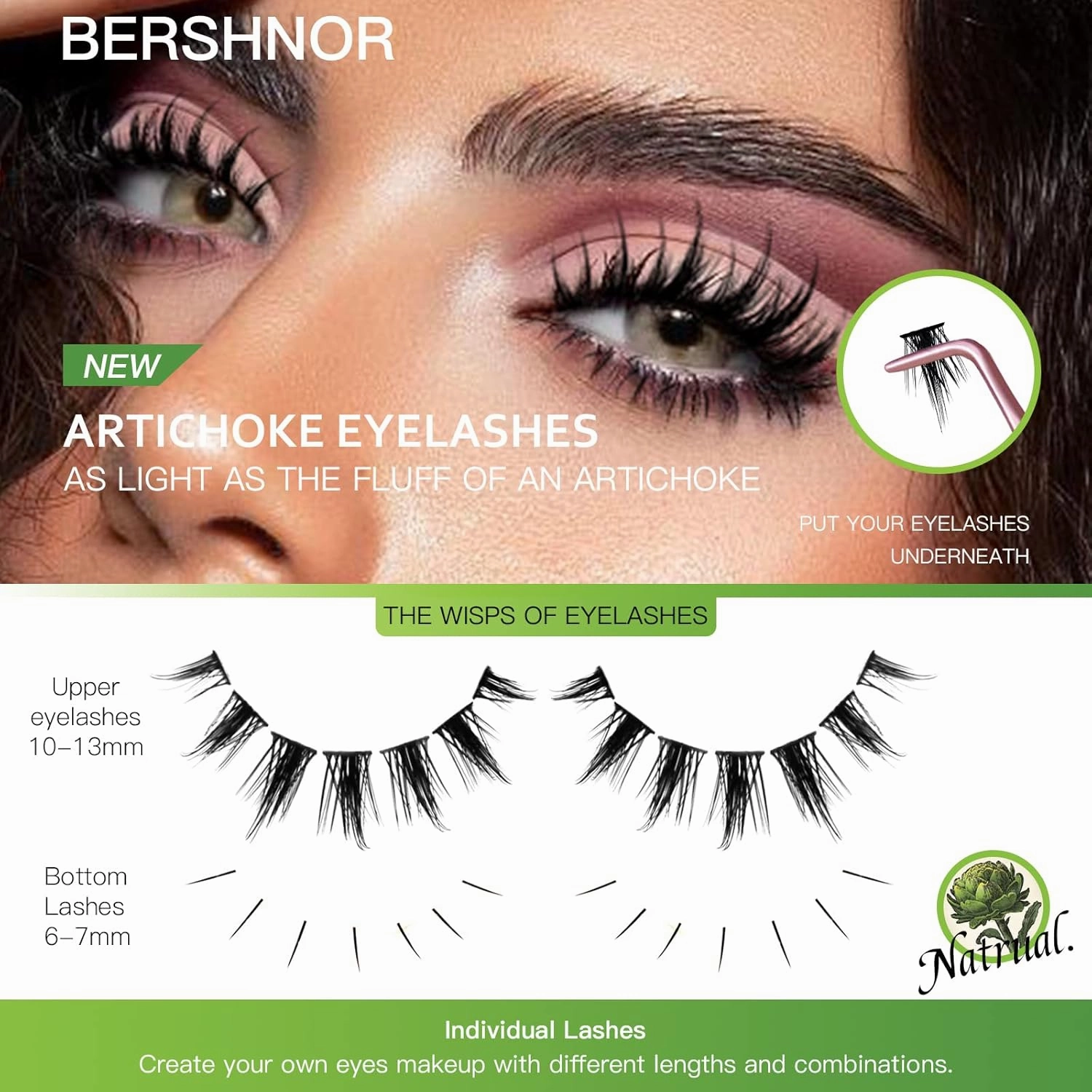 Individual Lashes, Natural Asian Manga Eyelash Clusters and Bottom Lashes For Home DIY, Include Lash Curler and Tweezer