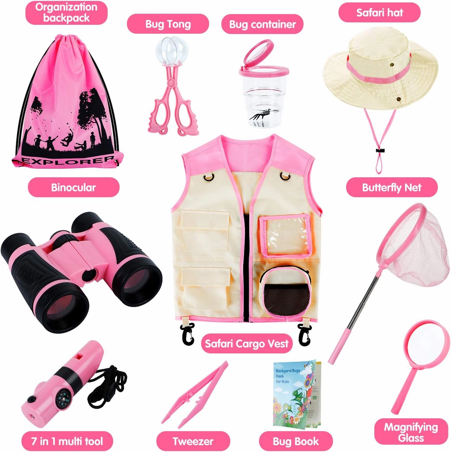 INNOCHEER Toys for Girls Explorer Kit, Bug Catcher Kit for Kids, Birthday Gifts for Girls, Summer Toys for 3 4 5 6 7 8  Year Old Girls, 3 4 5 6 7 8  Year Old Girl Birthday Gift Kids Outdoor Toys