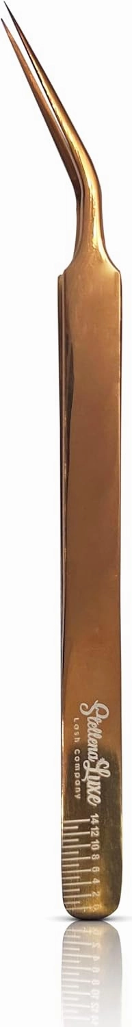 Isolation Tweezer for Lash Extensions Extra Long Angled Tip Curved Tweezers Precision Tip for Easy Eyelash Separation Stellena Luxe Lash Company