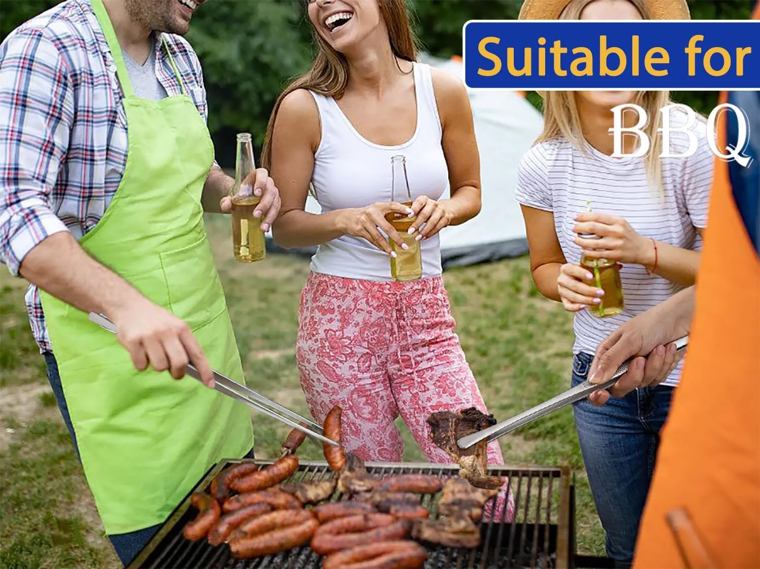 JETKONG 18 Inch (45cm) Extra Long Barbecue Tongs, Heavy Duty Giant Tweezer Tongs for Grilling and BBQ, Set of 2 (Round Tips)