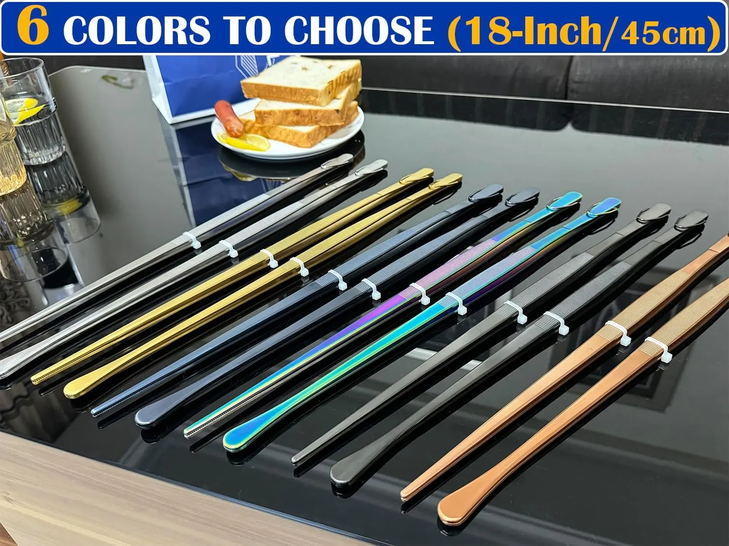 JETKONG 2 Pcs 18 Inch (45cm) Stainless Steel Grill Tongs Heavy Duty Giant Tweezer Tongs, Extra Large Tweezers Tools for Cooking, Grilling, BBQ and Turning Food (Silver)