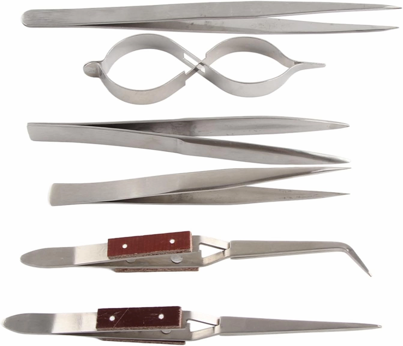 Jewelry Tweezer, Straight Tip Tweezer, 6PCS per Set Jewelry Straight Curved Tip SelfLock Tweezer Jewelry Making Tool