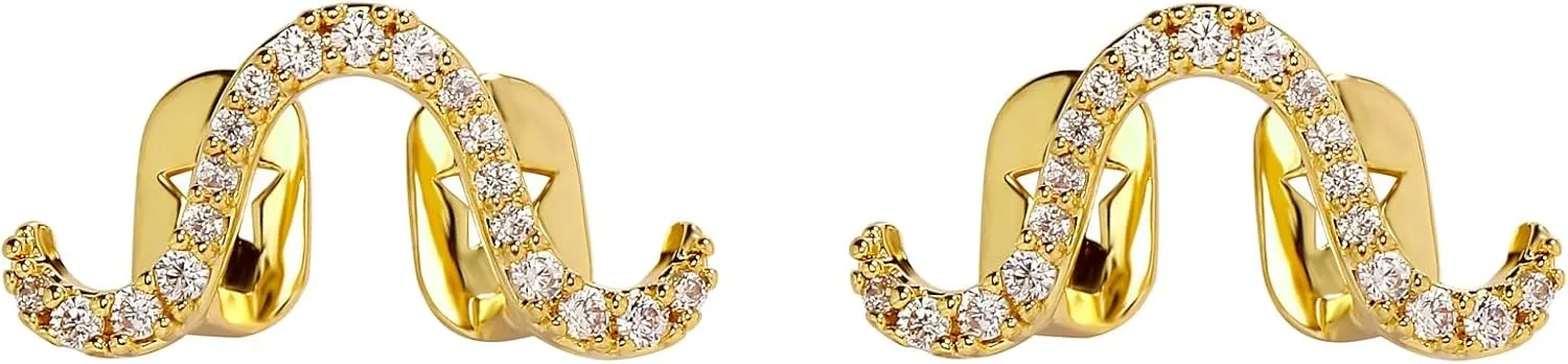 JINAO Grillz - Grills for Your Teeth, Gold Tooth Cap 2pcs 14K Gold Plated Möbius Diamond Single Tooth Grill Cap for Men Women Rapper Costume