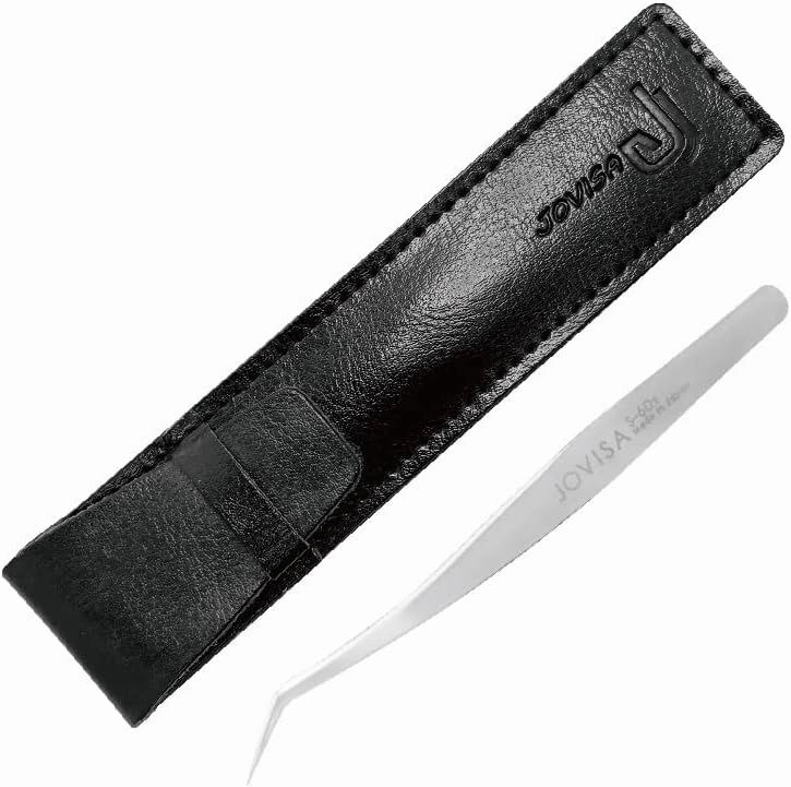 JOVISA S-6Ds Tweezer Made In Japan Eyelash Extension Tweezers for Mega Volume And 3D 6D Mink Eyelash, SUS 304 Stainless Steel Straight Angled Tip False Eyelash Extension Supplies