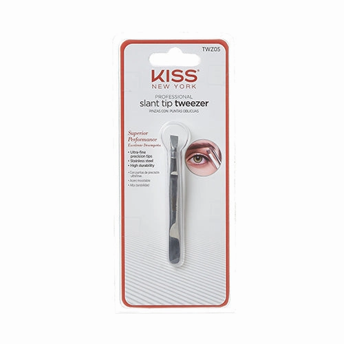 KISS NEW YORK Slant Tip Tweezer – Ultra-Fine Precision Tip for Perfect Brow Shaping & Hair Removal