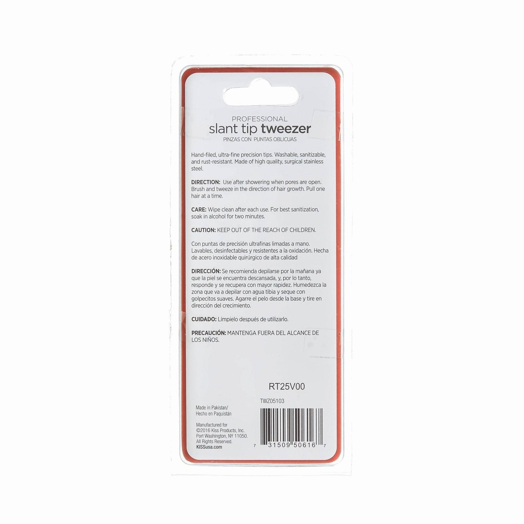 KISS NEW YORK Slant Tip Tweezer – Ultra-Fine Precision Tip for Perfect Brow Shaping & Hair Removal