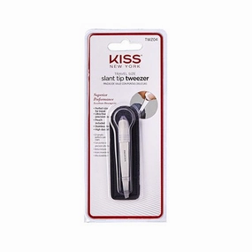 KISS NEW YORK Travel Size Slant Tip Tweezer with Pouch – Superior Performance On-the-Go Brow Tool