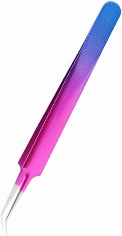 Krixis Stainless Steel Eyebrow Tweezers Straight/Curved Tip Volume Lash Tweezers - (Color: Silver Straight)