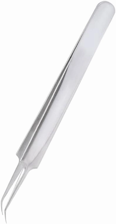 Krixis Stainless Steel Eyebrow Tweezers Straight/Curved Tip Volume Lash Tweezers - (Color: Silver Straight)