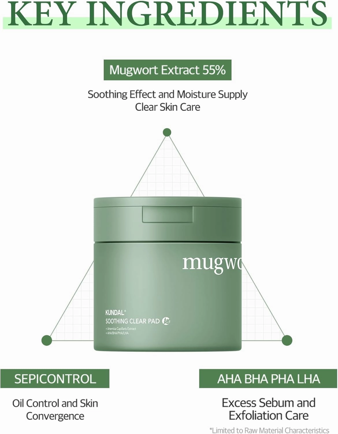 KUNDAL JEJU Mugwort Soothing Clear Facial Pads 60 Ct