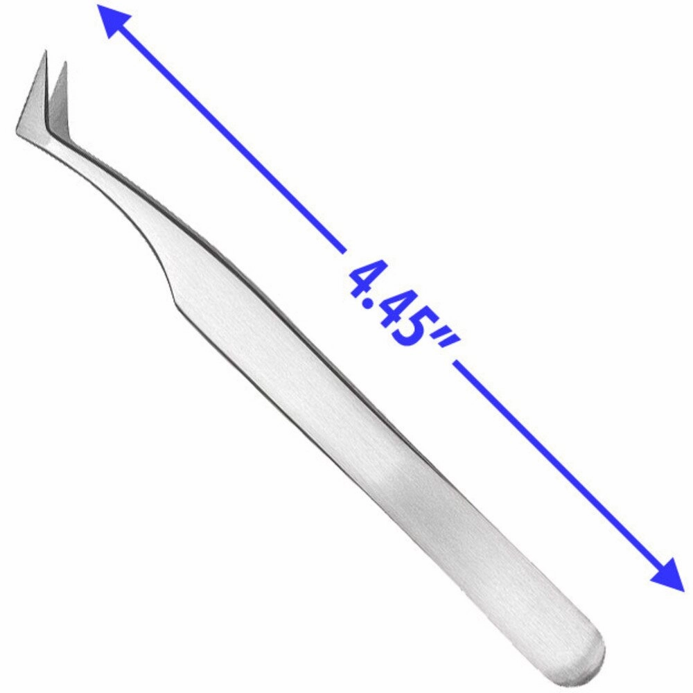 L-Shaped Volume Tweezer - Stainless Steel - 4.45" Long / Case of 20 Individually Wrapped Tweezers