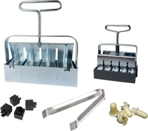 Ladbrooke Authentic Soil Block Maker 5-Pc. Essentials Nesting System Includes Mini 4, Micro 20, Cubic Inserts, 1" Seed Dibbles, and Grow Tweezers, Made in England