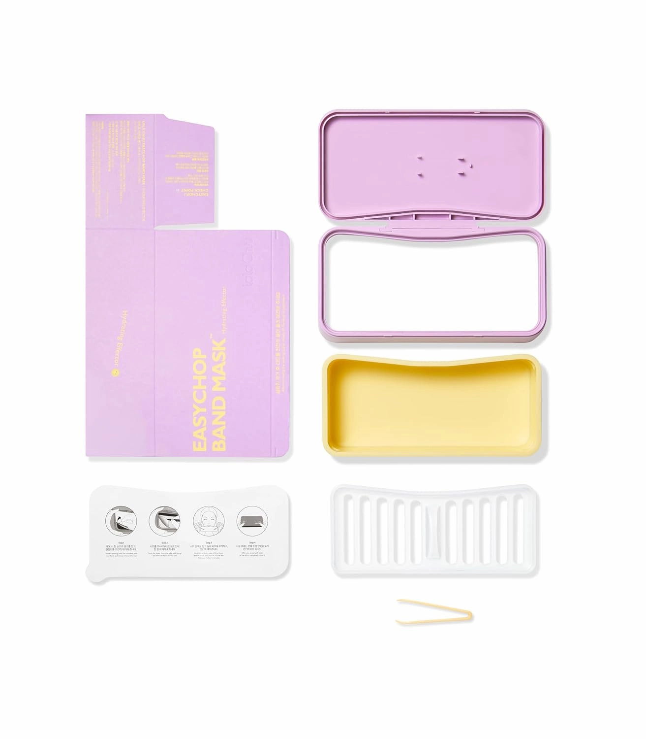 LALACHUU Easy Chop Band Mask -All Skin Type Pick and Quick Rectangle Shaped Facial Mask, Non-Sticky Finish Essence Mask Sheet, 5.7 x 2.36 inchs, 60 sheets (Hydrating Effector)